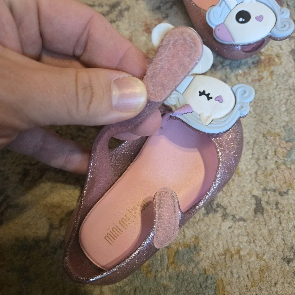 Mini Melissa Unicorn Pink Glitter Jelly PVC Mary Jane Shoes Toddler Size 5 Girl